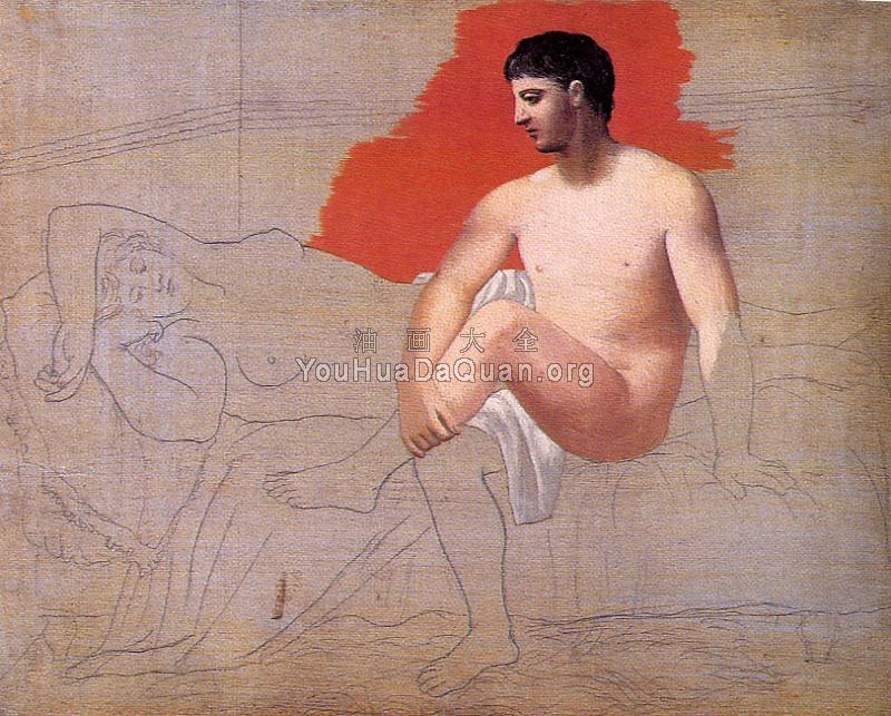 注视着熟睡女人的男人 - 巴勃罗·毕加索